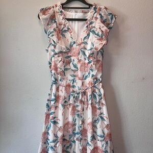 Brand New Floral Ruffle Sleeve Mini Dress | Size Small (US 4-6)